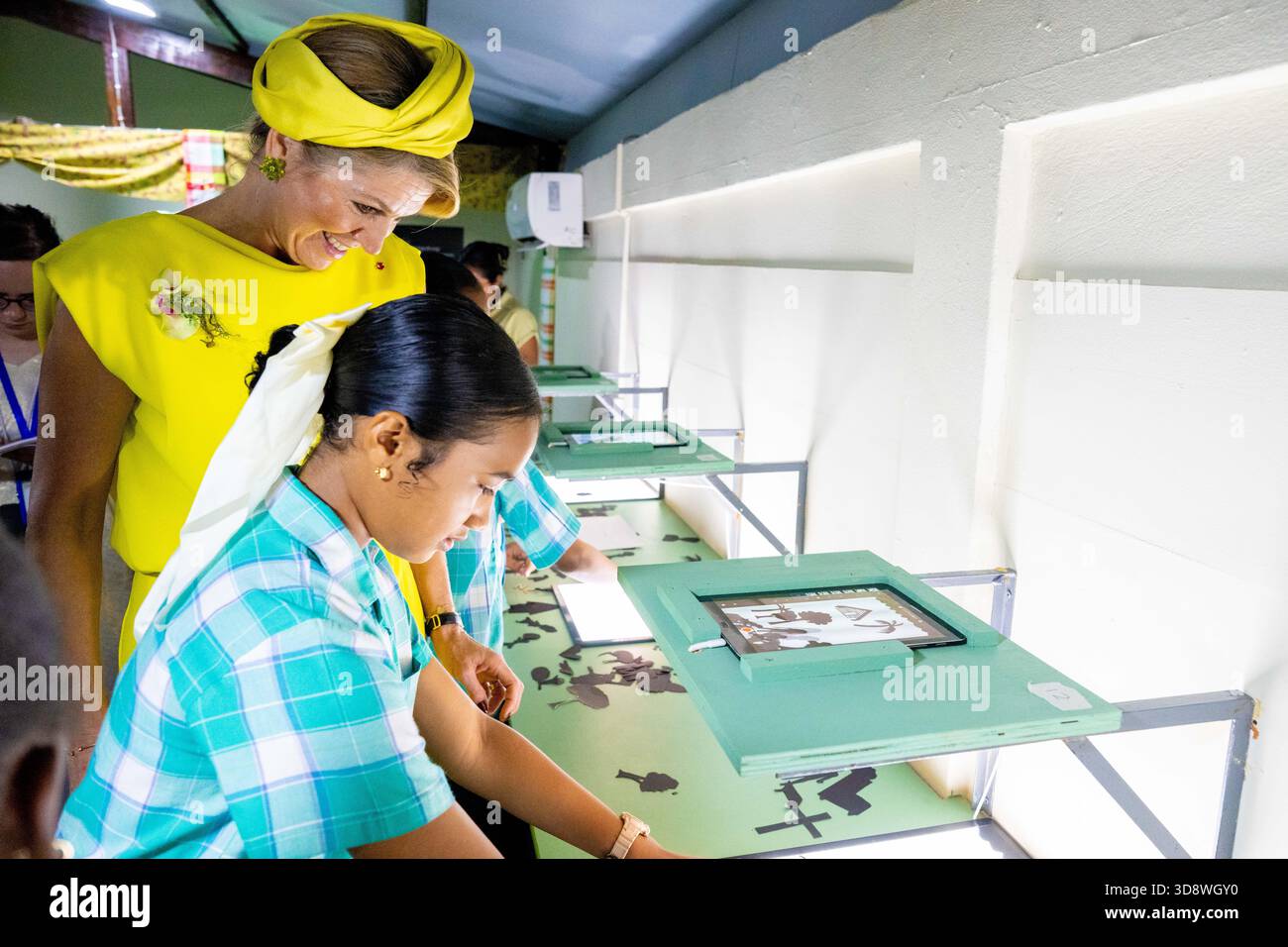 Paramaribo, The Netherlands, 2025-12-02 09:49:22 PARAMARIBO, December 2, 2025, Villa Zapakara. King Willem-Alexander and Queen Máxima are paying a state visit to the Republic of Suriname at the invitation of President Jennifer Geerlings-Simons. King Willem-Alexander and Queen Máxima are visiting Villa Zapakara, a foundation focused on young people and their development through art, culture, and education. PHOTO: NLBeeld/Patrick van Emst  Credit: NL Beeld / Patrick van Emst Stock Photo