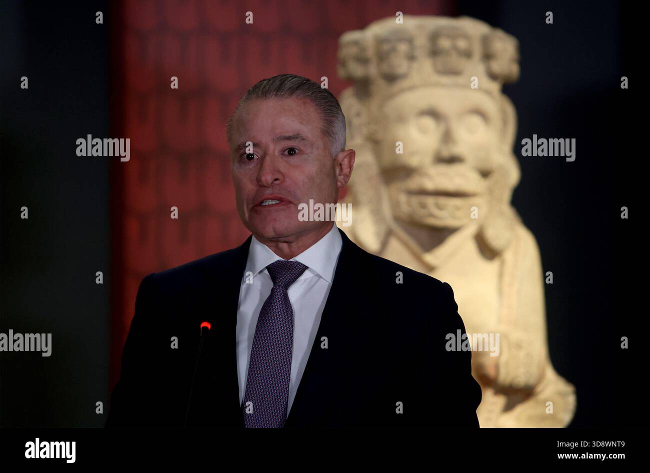 Madrid, Spain; December 2, 2025 – Mexican Ambassador to Spain, Quirino Ordaz.  The National Archaeological Museum of Spain inaugurates an exhibition  dedicated to women in Indigenous Mexico, featuring nearly 250 pieces brought, image size:1300x946