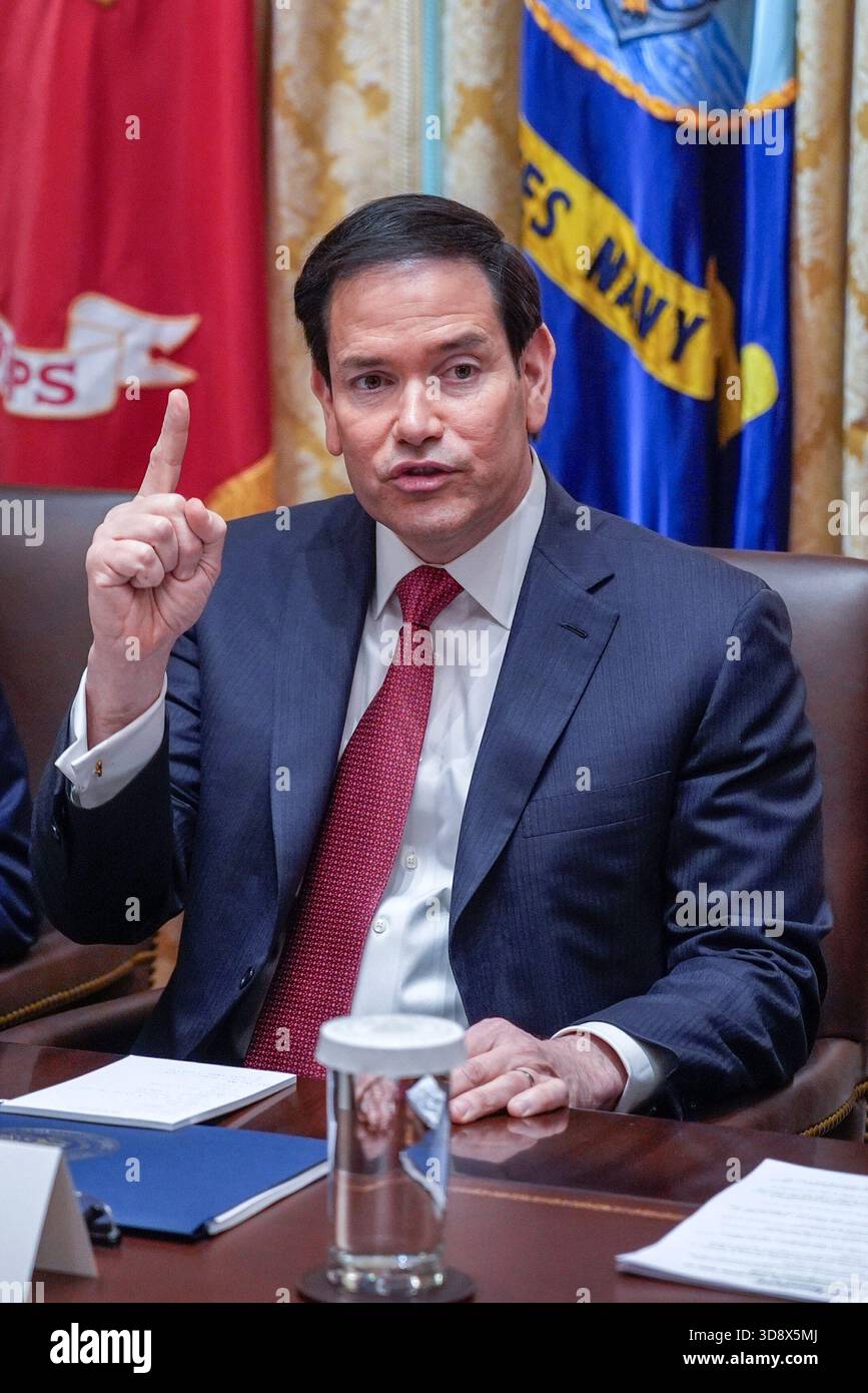 United States Secretary of State Marco Rubio makes remarks as US ...
