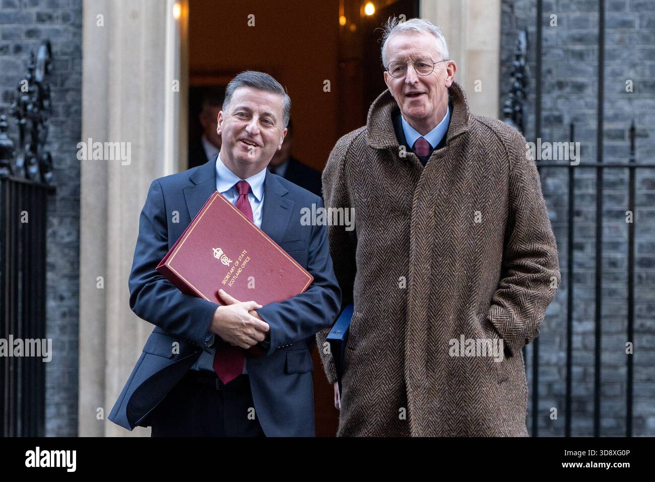 London, England, UK. 2nd Dec, 2025. Secretary of State for Scotland DOUGLAS ALEXANDER (left) and Northern Ireland Secretary HILARY BENN, leave 10 Downing Street after a Cabinet Meeting. (Credit Image: © Thomas Krych/ZUMA Press Wire) EDITORIAL USAGE ONLY! Not for Commercial USAGE! Stock Photo