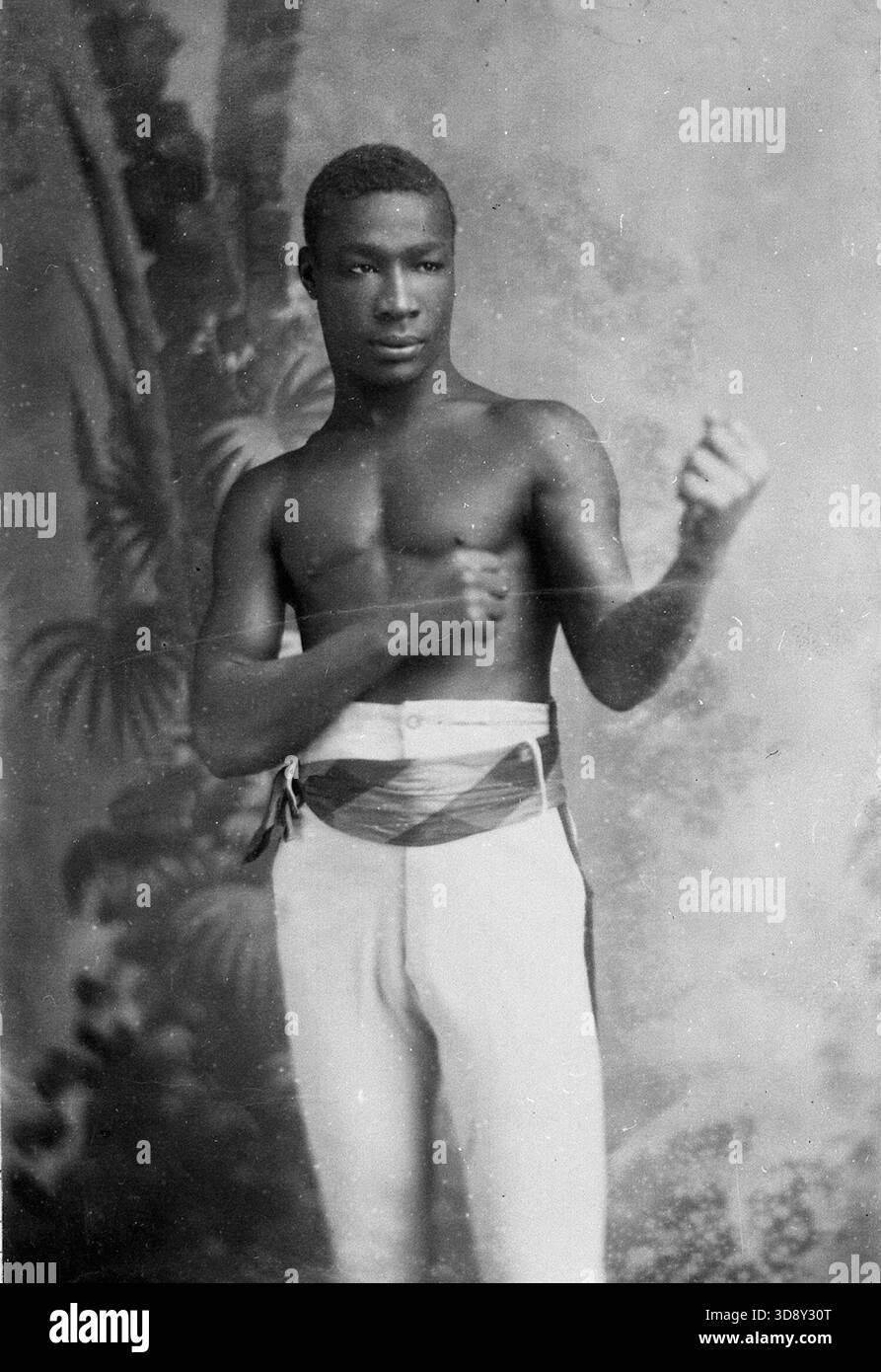 Archive photograph  portrait of boxer Hezekiah Moscow, who boxed under the alias “Ching Hook”.  1888. Stock Photo
