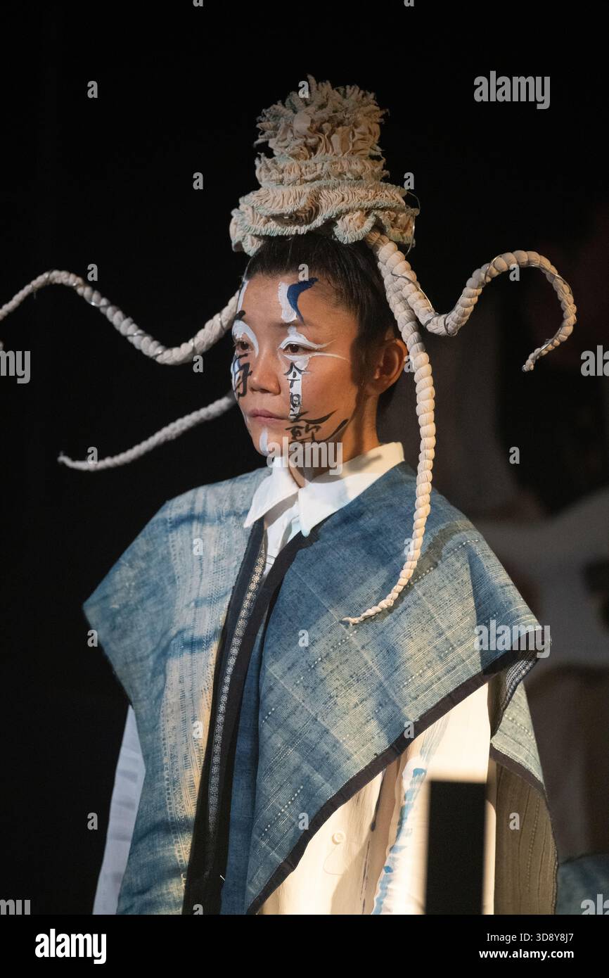 London, UK, 2nd December 2025, Mountains and Seas – Song of Today 山海 · 今日之歌, is inspired by the rich narrative of the 4th-century BCE text The Classic of Mountains and Seas and its fantastical compilation of myths, beasts, heroes, folklore and landscapes. Using this connection between myth, nature and scientific thought as its inspiration, the show explores 21st century issues of climate crisis, activism and rising global fascism. On at the Omnibus Theatre in Clapham from 2nd till 6th December 2026., Andrew Lalchan Photography/Alamy Live News Stock Photo