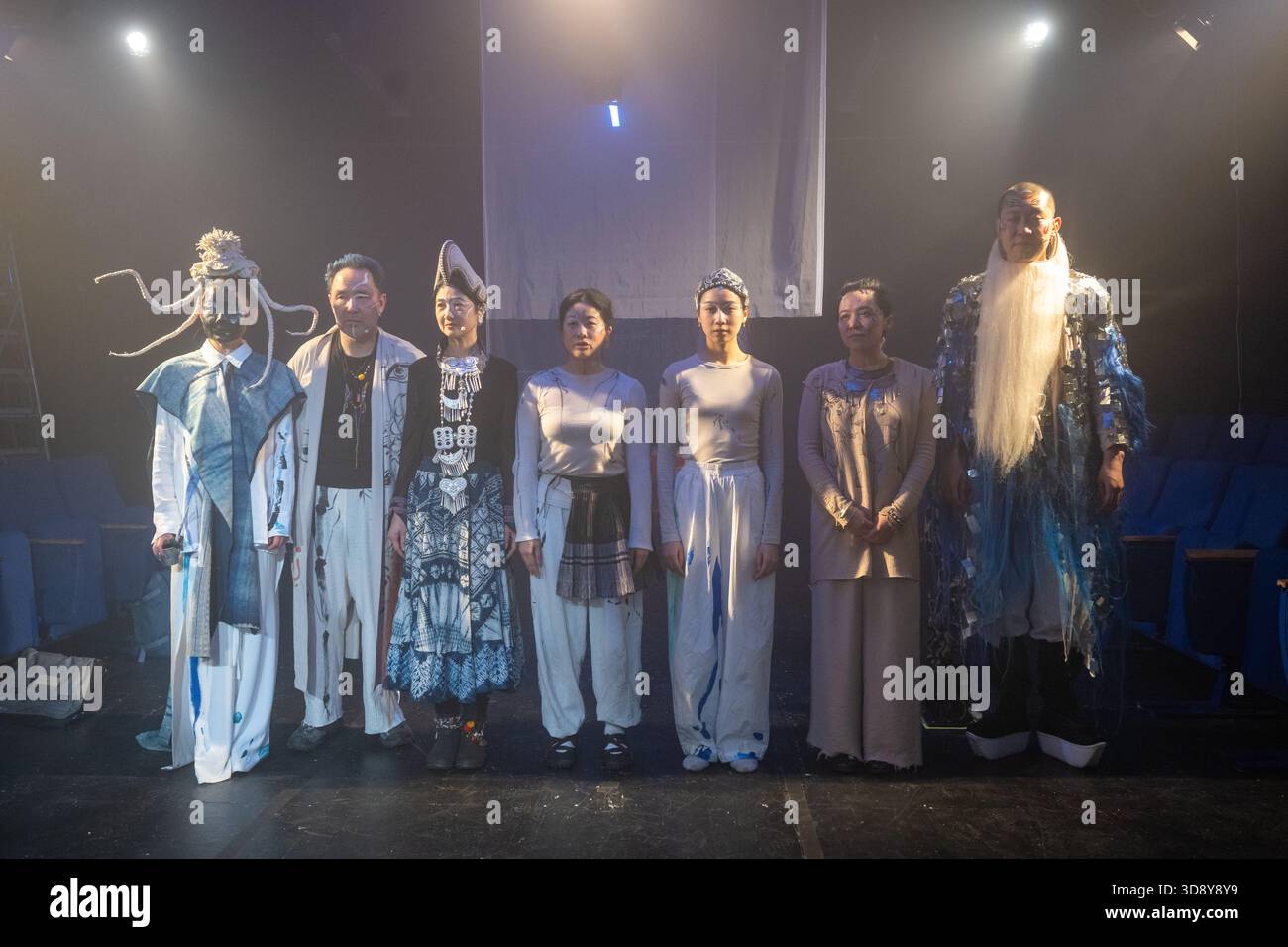 London, UK, 2nd December 2025, Mountains and Seas – Song of Today 山海 · 今日之歌, is inspired by the rich narrative of the 4th-century BCE text. The show explores 21st-century issues of climate crisis, activism and rising global fascism. On at the Omnibus Theatre in Clapham from 2nd till 6th December 2026., Andrew Lalchan Photography/Alamy Live News Stock Photo