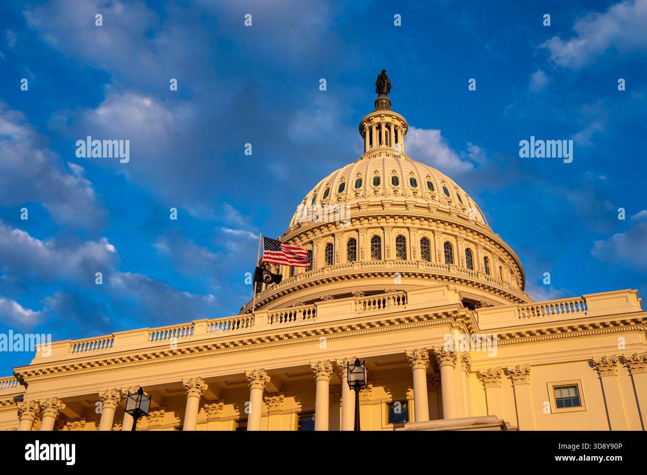 Washington, United States. 02nd Dec, 2025. The U.S. Capitol is seen before a ceremony with Speaker of the House Mike Johnson, R-LA, members of the Nevada Congressional delegation and the Secretary of Agriculture to light the U.S. Capitol Christmas Tree on the West Front Lawn of the U.S. Capitol in Washington, DC on Tuesday, December 2, 2025. The tree, a 53-foot red fir from the Humboldt-Toiyabe National Forest in Nevada, is nicknamed 'Silver Belle.' Photo by Bonnie Cash/UPI Credit: UPI/Alamy Live News Stock Photo