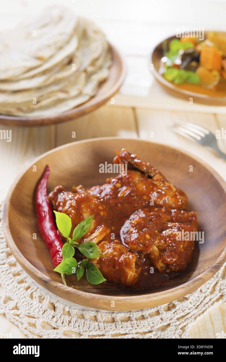 Chapatty Indian chicken curry and chapatti roti, fresh cooked, Indian dish Stock ...