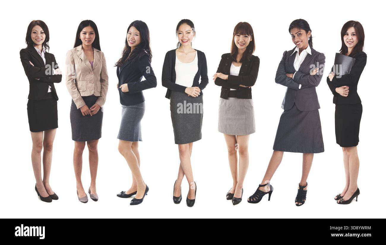 Full body diverse Asian business women and mixed age group, standing ...