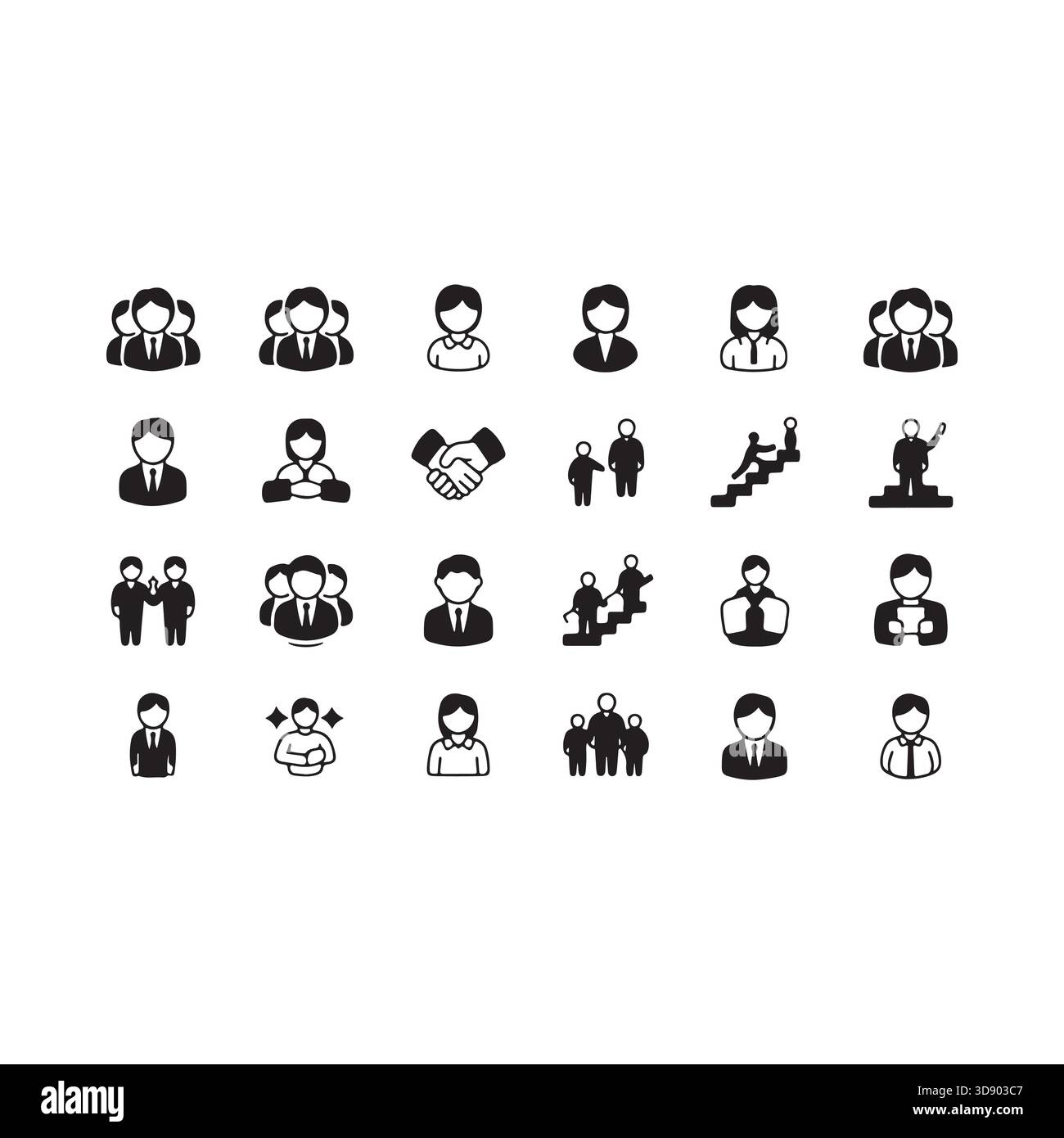 A collection of diverse black and white vector icons representing ...