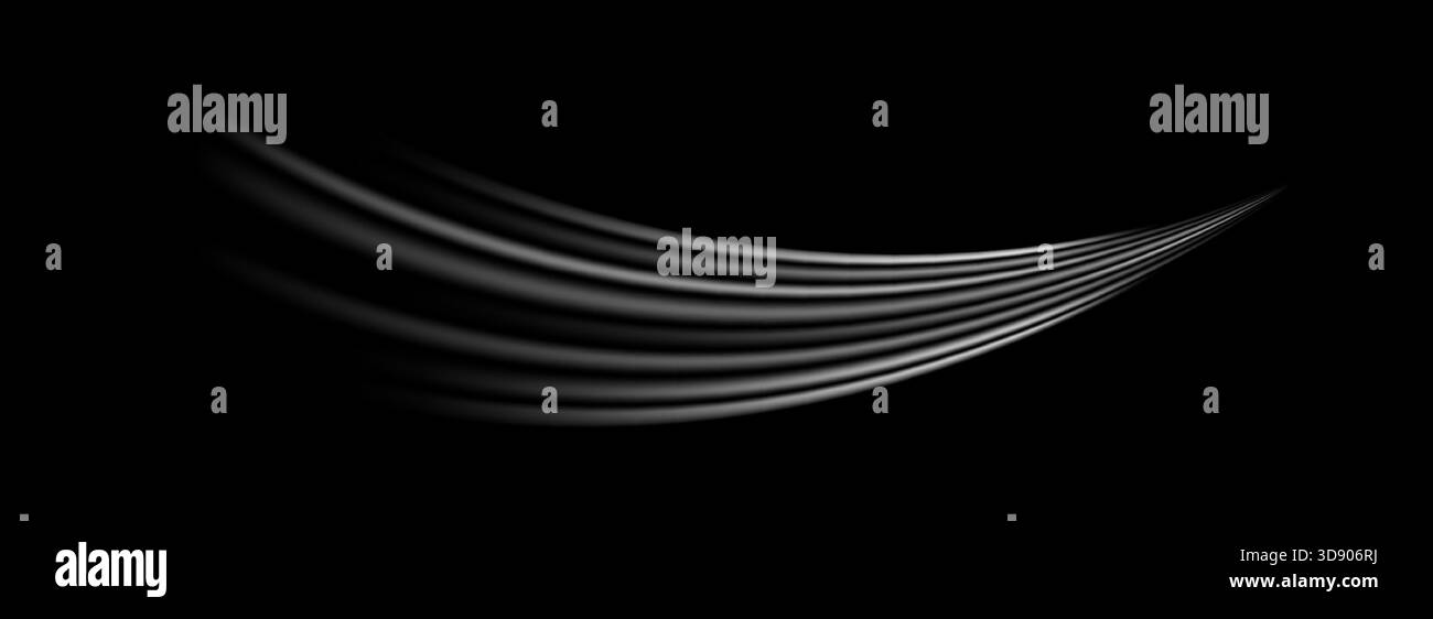 White wind lines effect. Air stream flow wave motion trace. Light ...