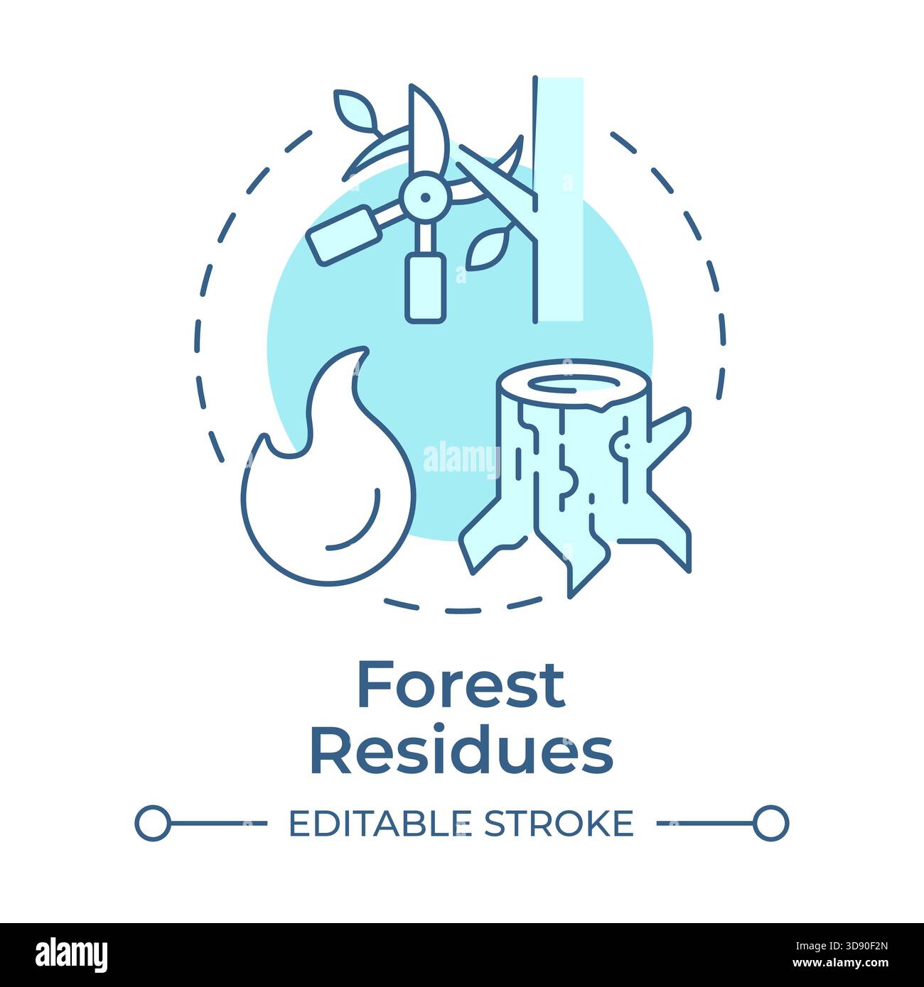 Forest residues soft blue concept icon Stock Vector
