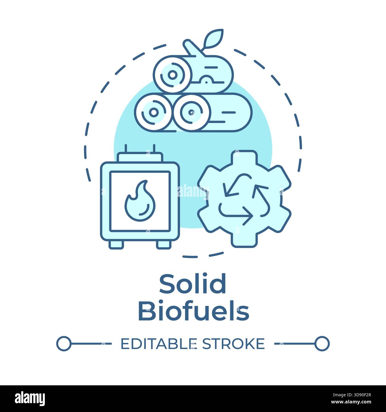 Solid biofuels soft blue concept icon Stock Vector