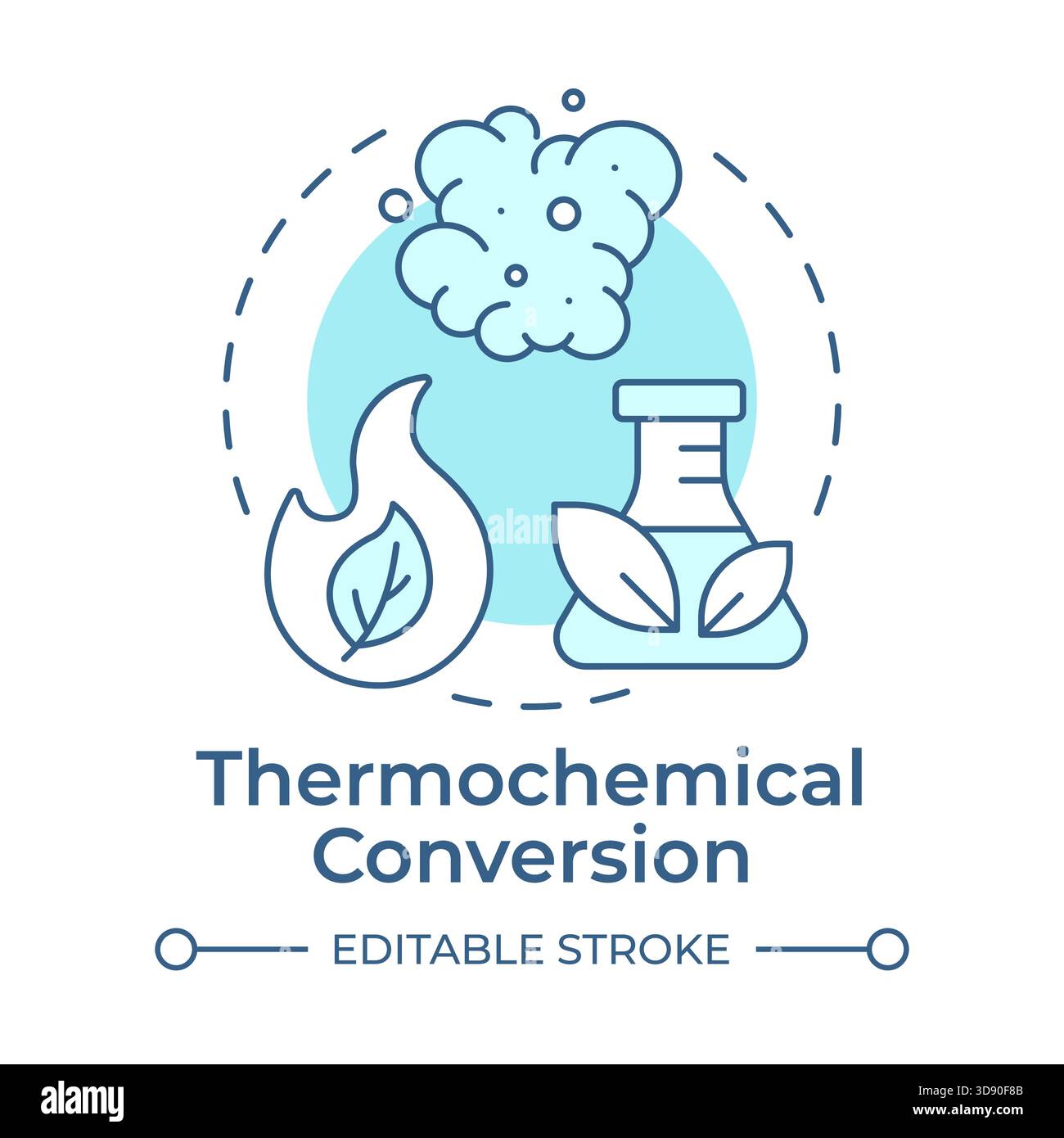 Thermochemical conversion soft blue concept icon Stock Vector