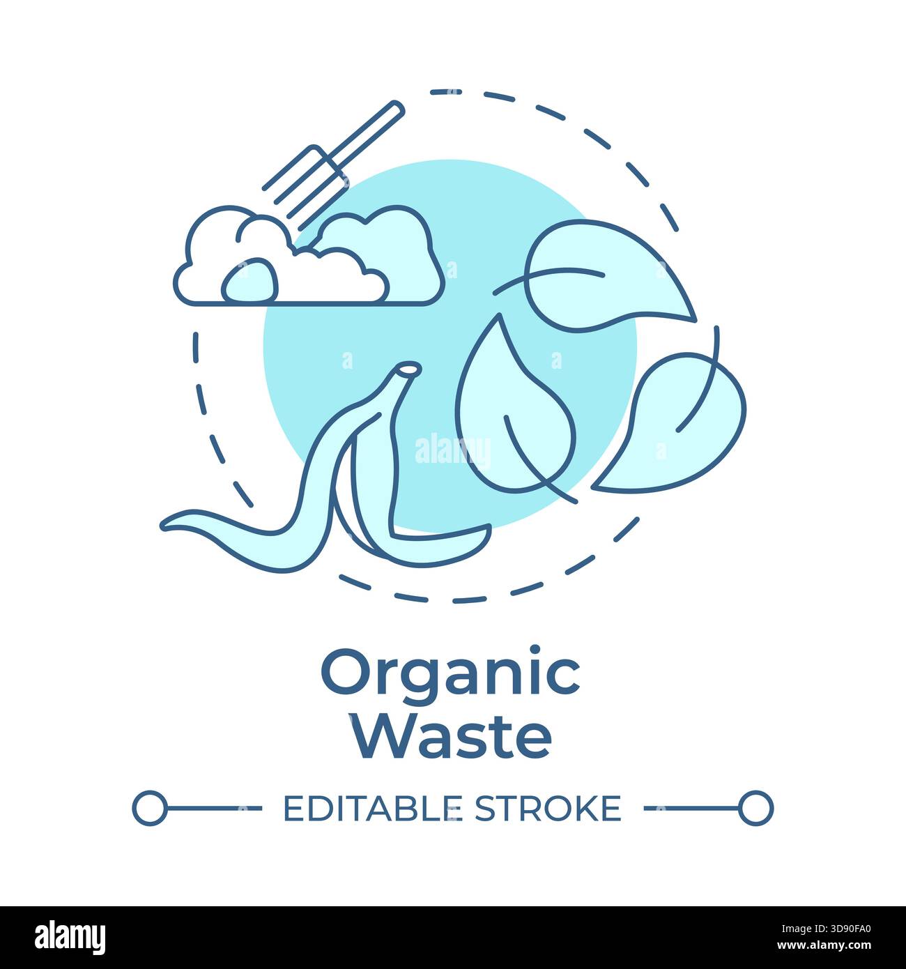 Organic waste soft blue concept icon Stock Vector