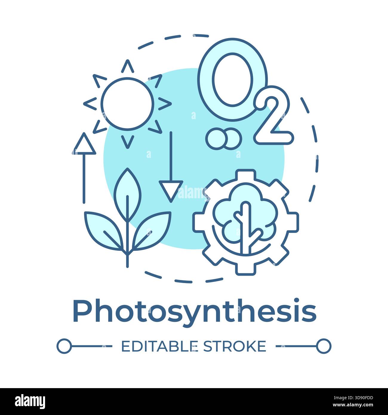 Photosynthesis soft blue concept icon Stock Vector