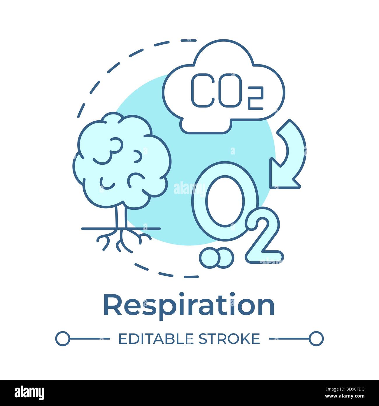 Respiration soft blue concept icon Stock Vector