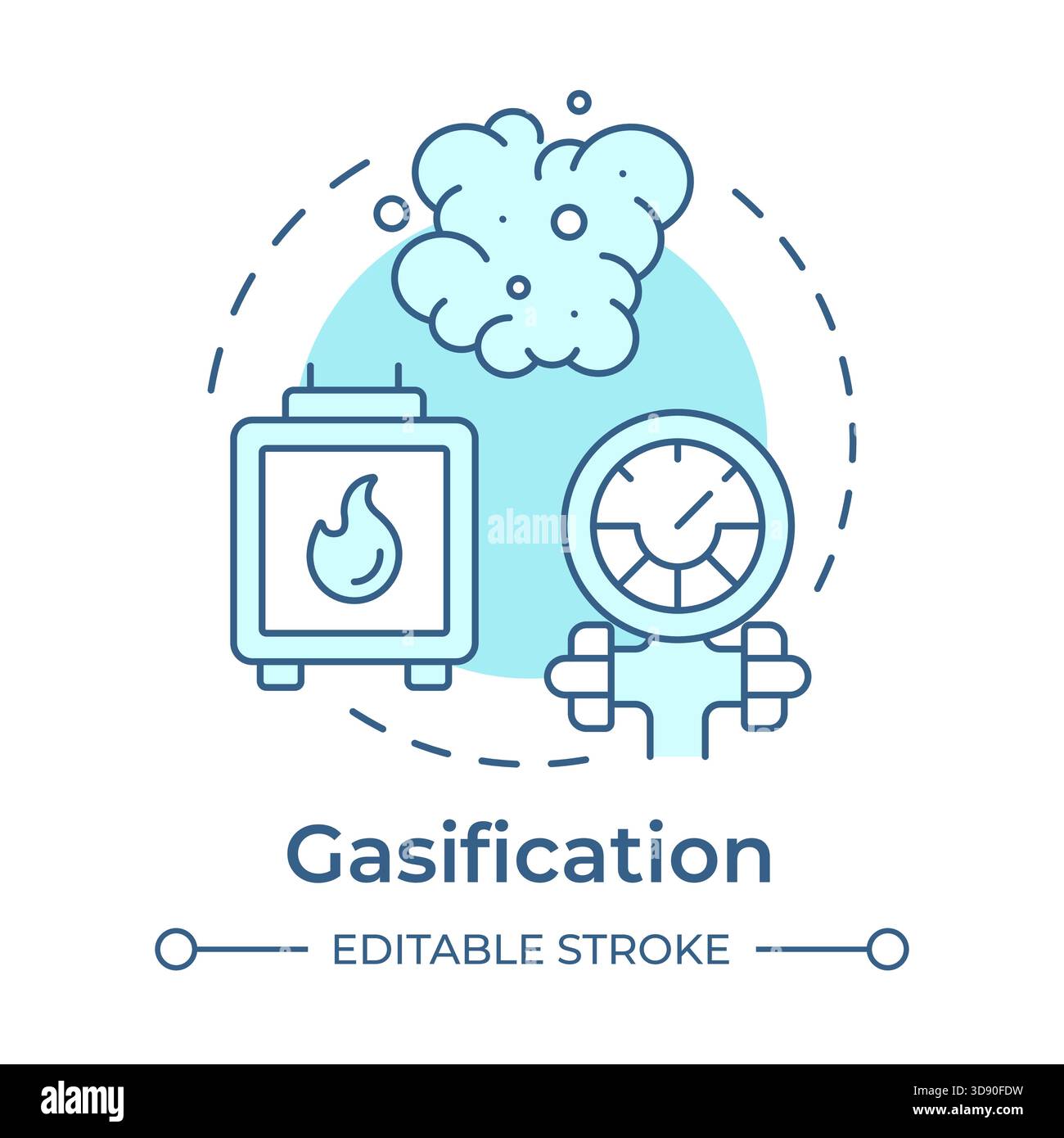 Gasification soft blue concept icon Stock Vector