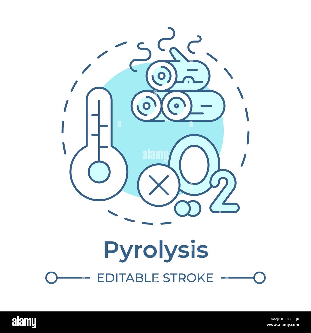 Pyrolysis soft blue concept icon Stock Vector
