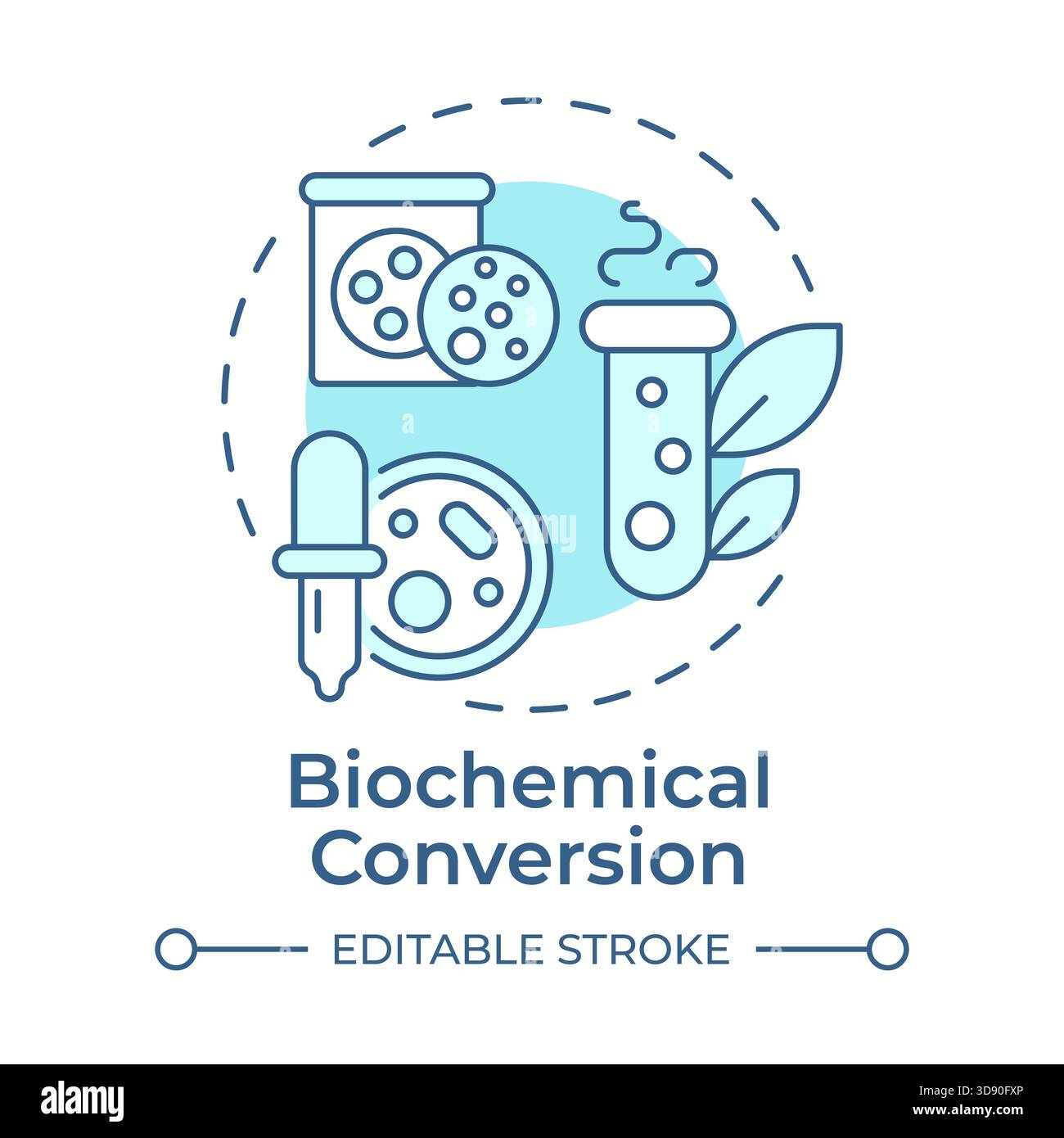 Biochemical conversion soft blue concept icon Stock Vector