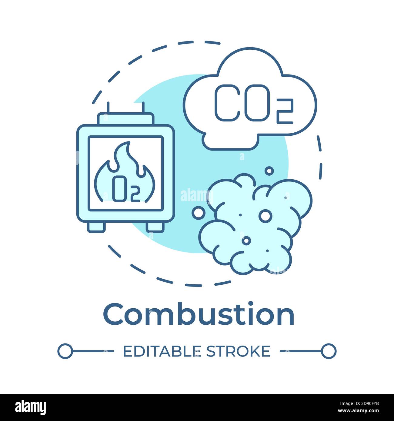 Combustion soft blue concept icon Stock Vector