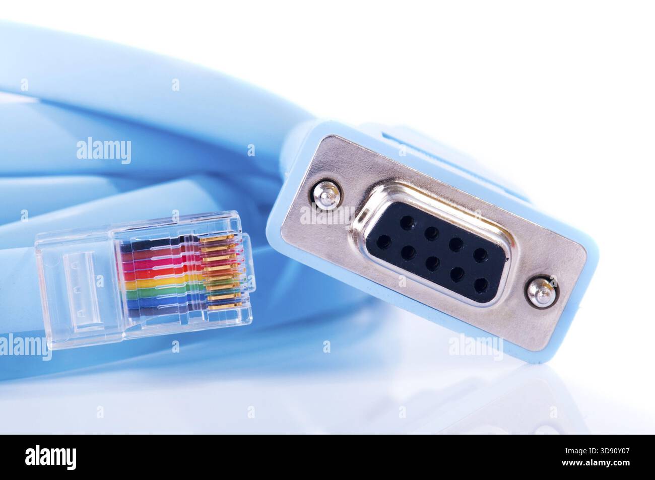 Close up console cable rj45 on white background Stock Photo