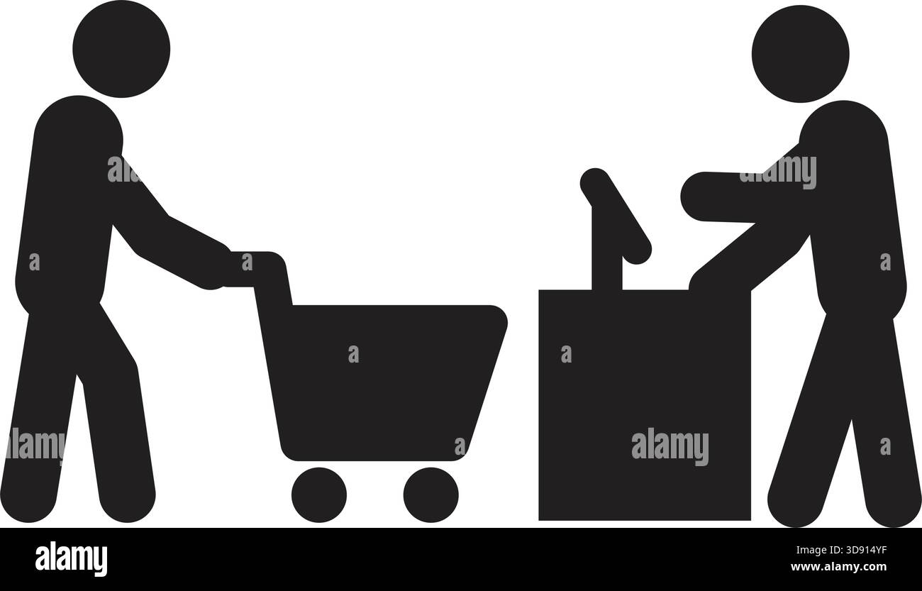 Cashier scanning items checkout counter Stock Vector Images - Alamy