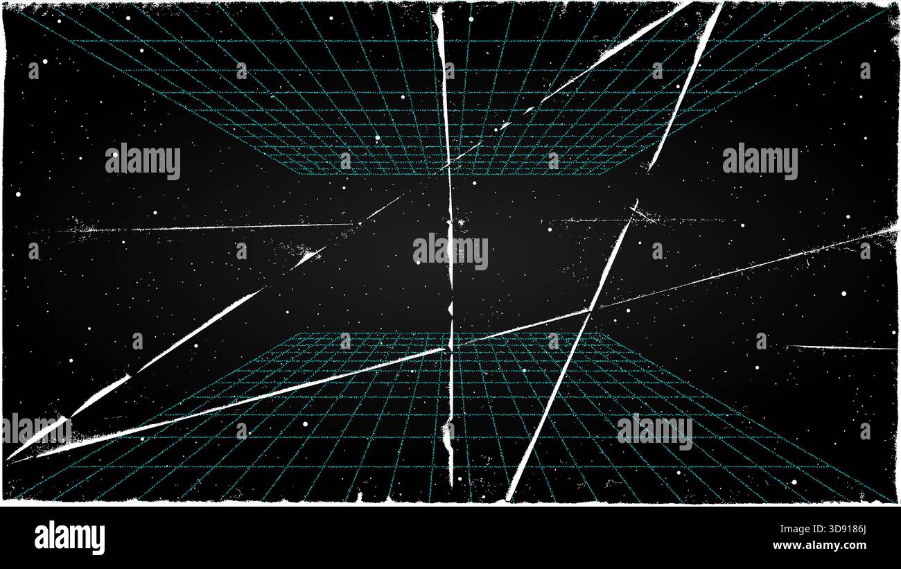 3D wireframe perspective grid room template design vector illustration background Stock Vector