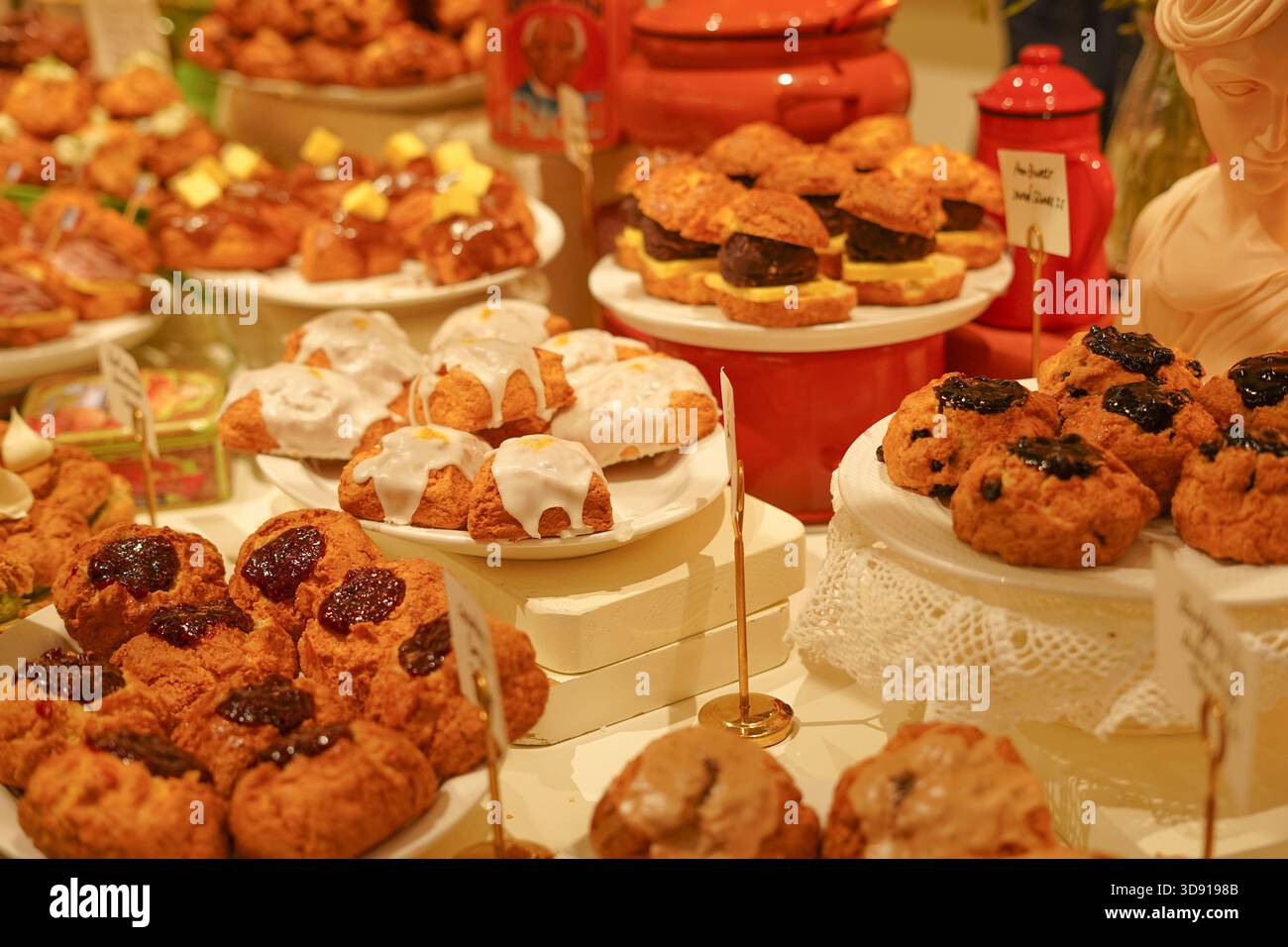Scone Table Buffet Table with an Abundant Display of Various Scones and Baked Goods ...