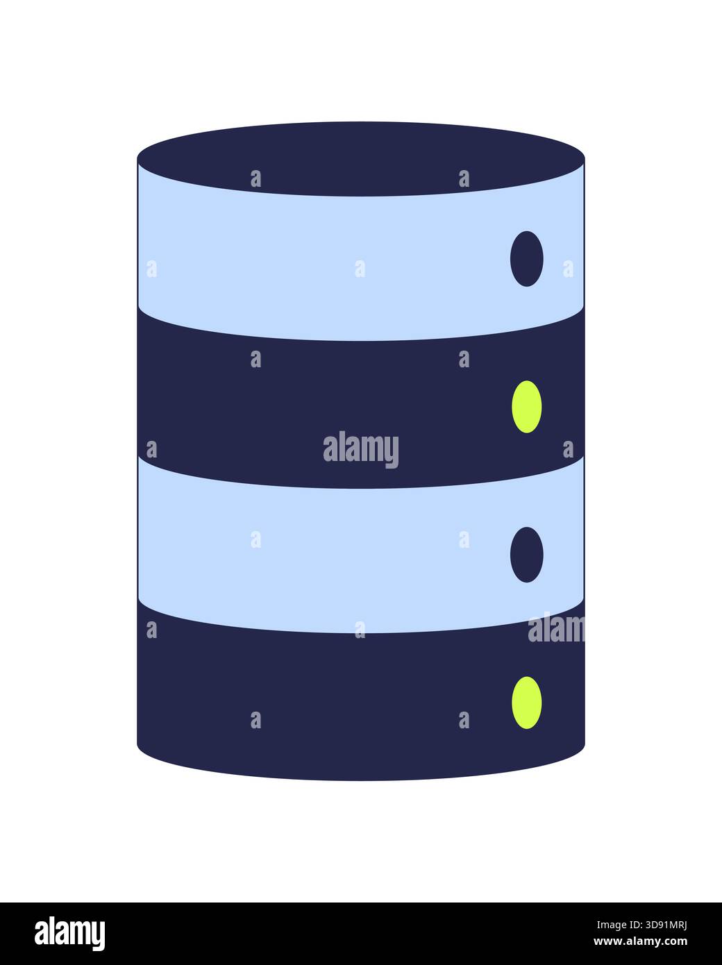 Cylindrical server with indicator lights 2D cartoon object Stock Vector