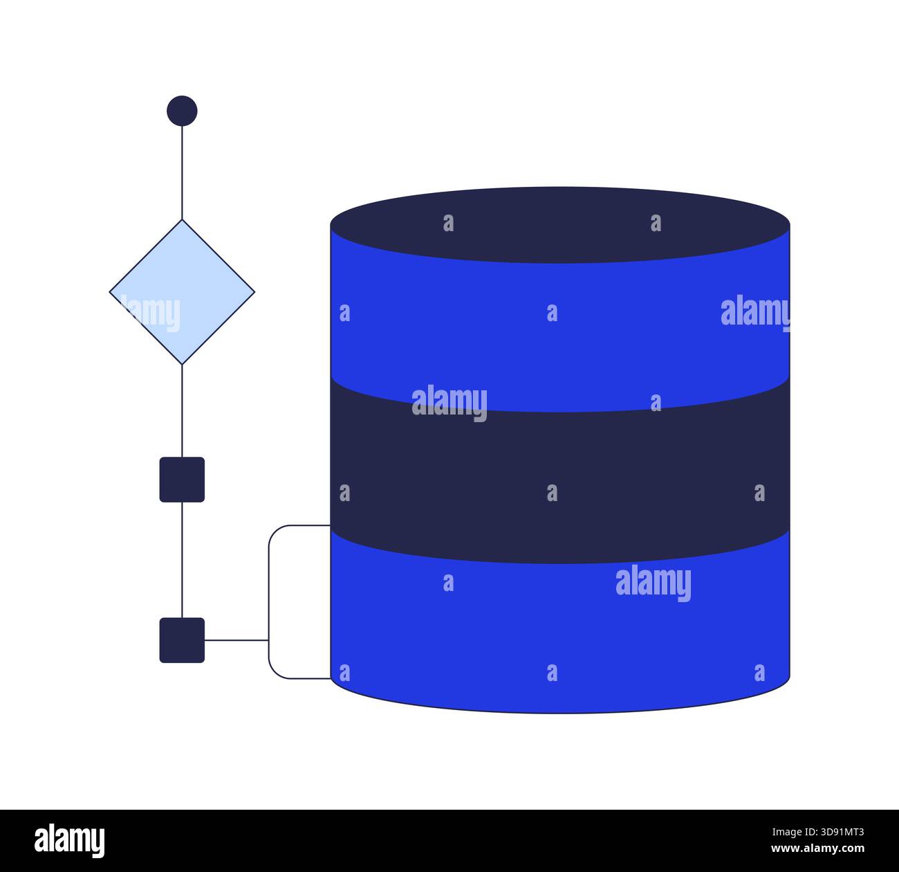 Database structure with flow diagram 2D cartoon object Stock Vector