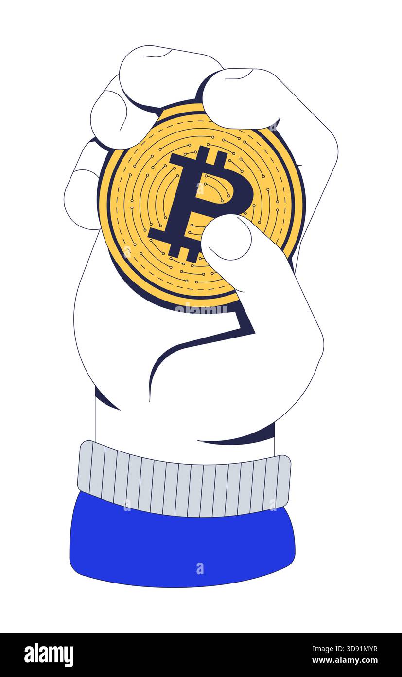 Hand holding bitcoin coin vector illustration Stock Vector