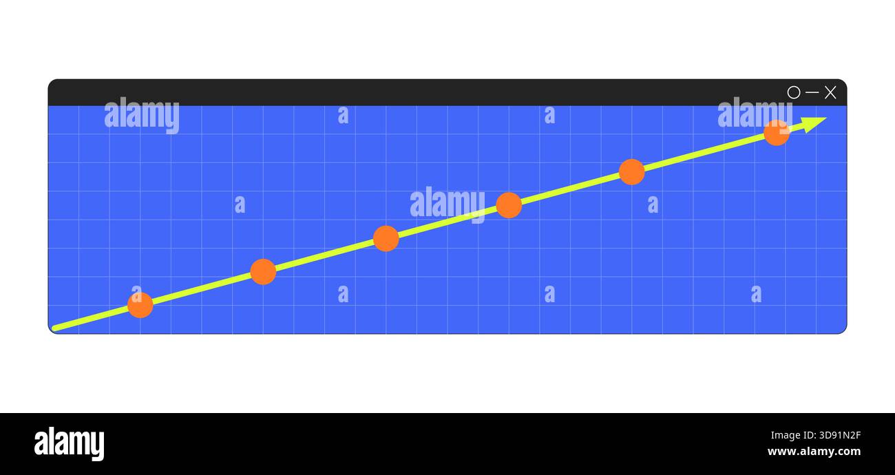 Upward trend graph interface window 2D cartoon object Stock Vector