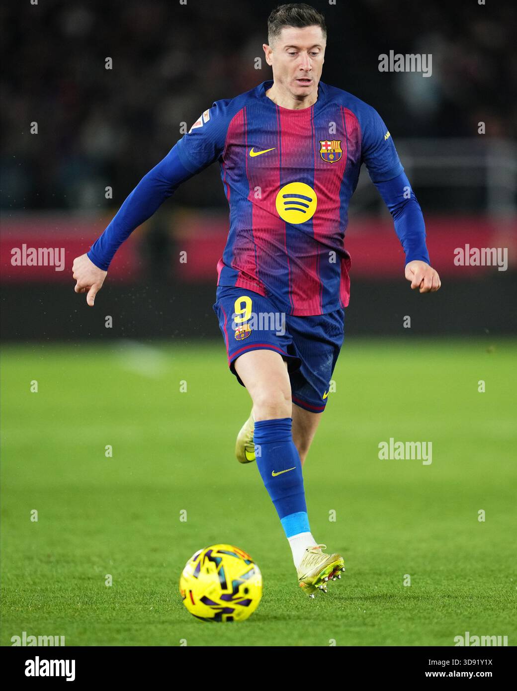 Barcelona, Spain. 03rd Dec, 2025. Robert Lewandowski of FC Barcelona during the La Liga EA Sports match between FC Barcelona and Atletico de Madrid played at Spotify Camp Nou Stadium on December 2 2025 in Barcelona, Spain. (Photo by Bagu Blanco/PRESSIN) Credit: PRESSINPHOTO SPORTS AGENCY/Alamy Live News Stock Photo