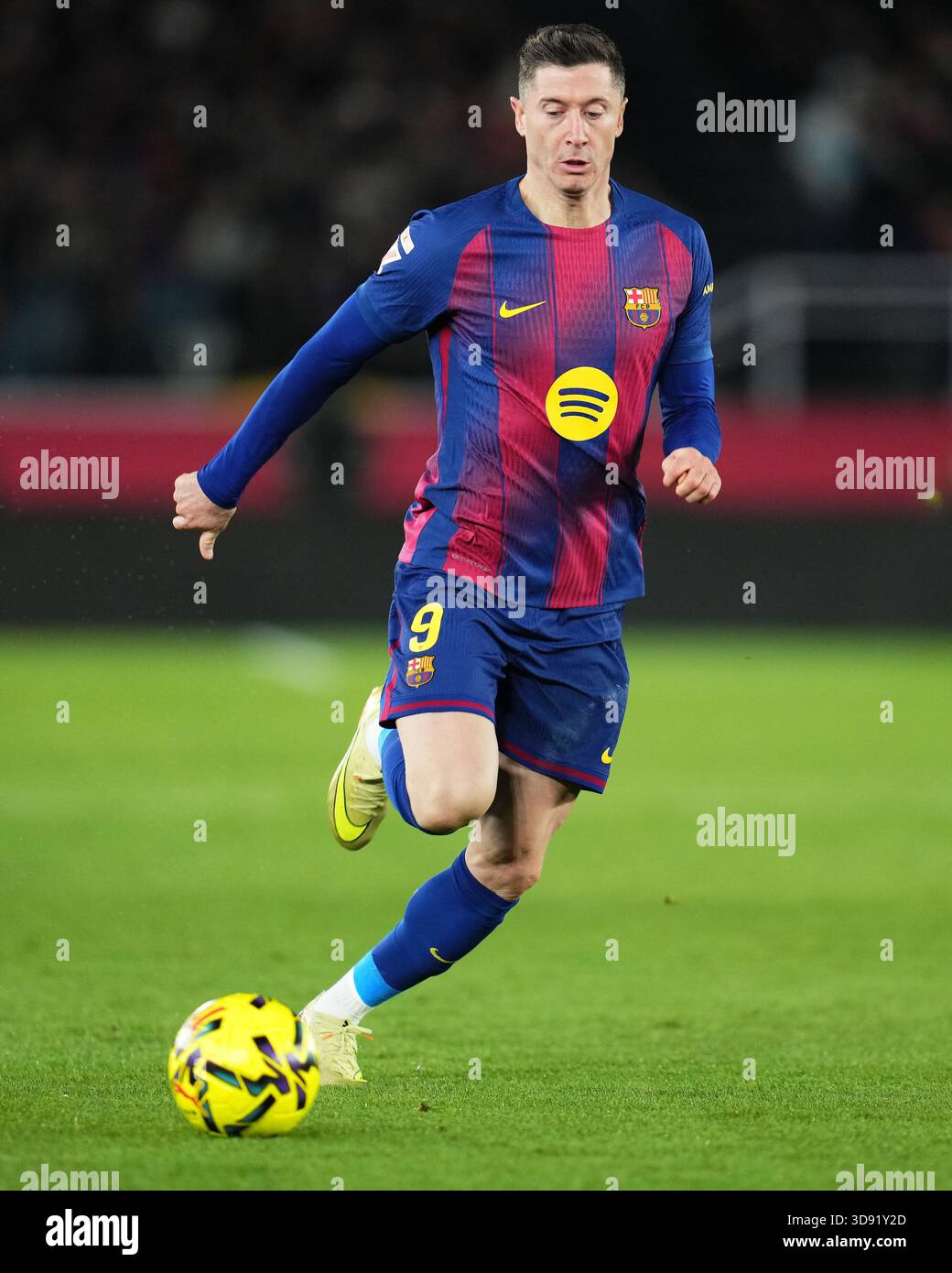 Barcelona, Spain. 03rd Dec, 2025. Robert Lewandowski of FC Barcelona during the La Liga EA Sports match between FC Barcelona and Atletico de Madrid played at Spotify Camp Nou Stadium on December 2 2025 in Barcelona, Spain. (Photo by Bagu Blanco/PRESSIN) Credit: PRESSINPHOTO SPORTS AGENCY/Alamy Live News Stock Photo
