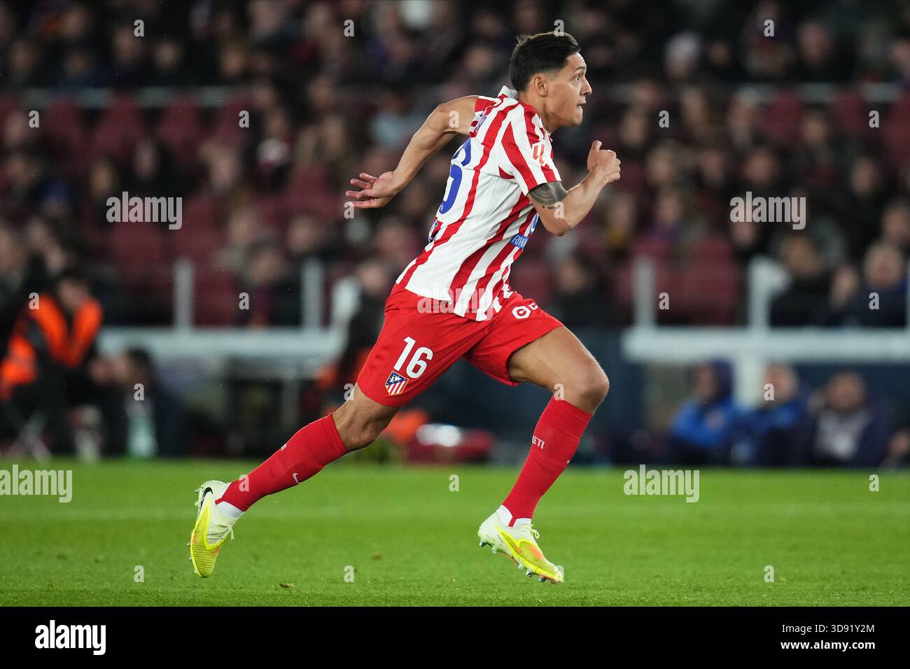Barcelona, Spain. 03rd Dec, 2025. Nahuel Molina of Atletico de Madrid during the La Liga EA Sports match between FC Barcelona and Atletico de Madrid played at Spotify Camp Nou Stadium on December 2 2025 in Barcelona, Spain. (Photo by Bagu Blanco/PRESSIN) Credit: PRESSINPHOTO SPORTS AGENCY/Alamy Live News Stock Photo
