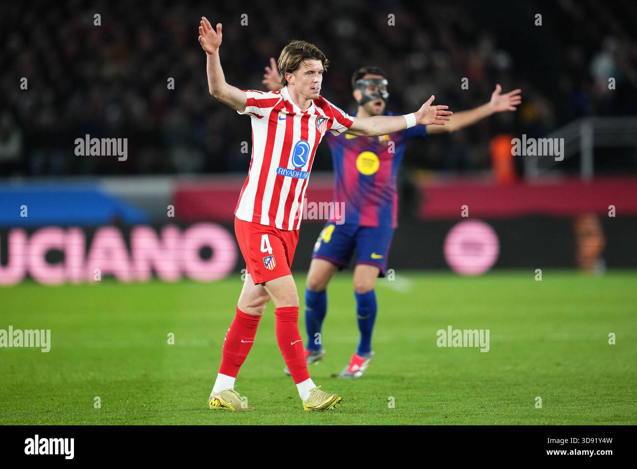 Barcelona, Spain. 03rd Dec, 2025. Connor Gallagher of Atletico de Madrid reacts during the La Liga EA Sports match between FC Barcelona and Atletico de Madrid played at Spotify Camp Nou Stadium on December 2 2025 in Barcelona, Spain. (Photo by Bagu Blanco/PRESSIN) Credit: PRESSINPHOTO SPORTS AGENCY/Alamy Live News Stock Photo