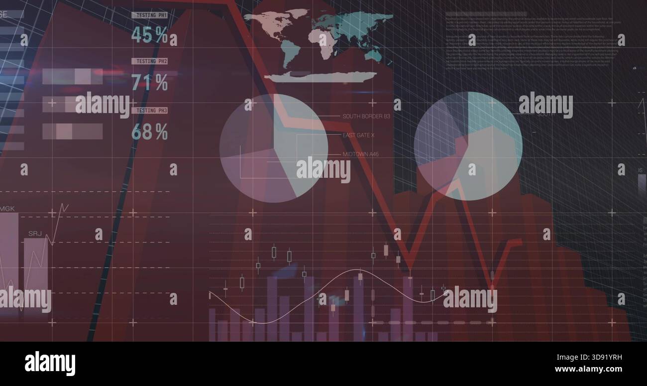 Maroon Interface Displaying dashboard on maroon interface, showing descending red area ...