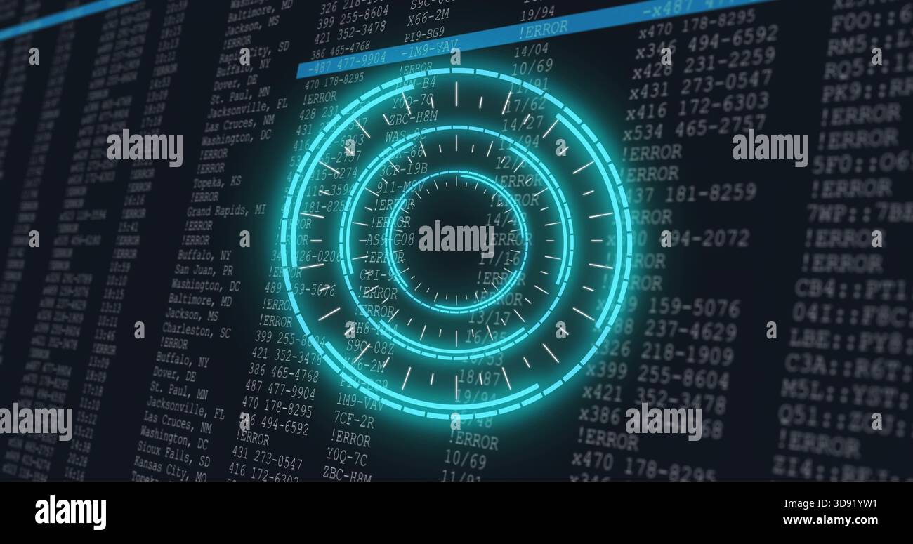 Monitor Scan Glowing cyan concentric HUD scanning monitoring dashboard, overlaying ...