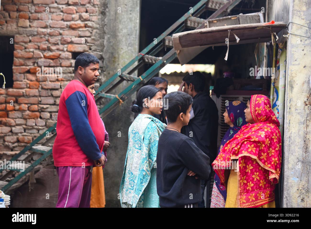 GURUGRAM, INDIA - DECEMBER 2: The spot, where a 21-year-old suffocated to death and his body was partially charred after he collapsed on a burning coal stove after falling unconscious inside his room in one of the EWS apartments in Malibu Towne, Sector-47, on December 2, 2025 in Gurugram, India. Police identified the deceased as Manjur Alam, originally from Dakshin Dinajpur in West Bengal. He lived alone in a rented accommodation in an EWS building in the society and worked as a delivery manager at a commercial establishment in Sadar Bazar. (Photo by Parveen Kumar/Hindustan Times/Sipa USA ) Stock Photo
