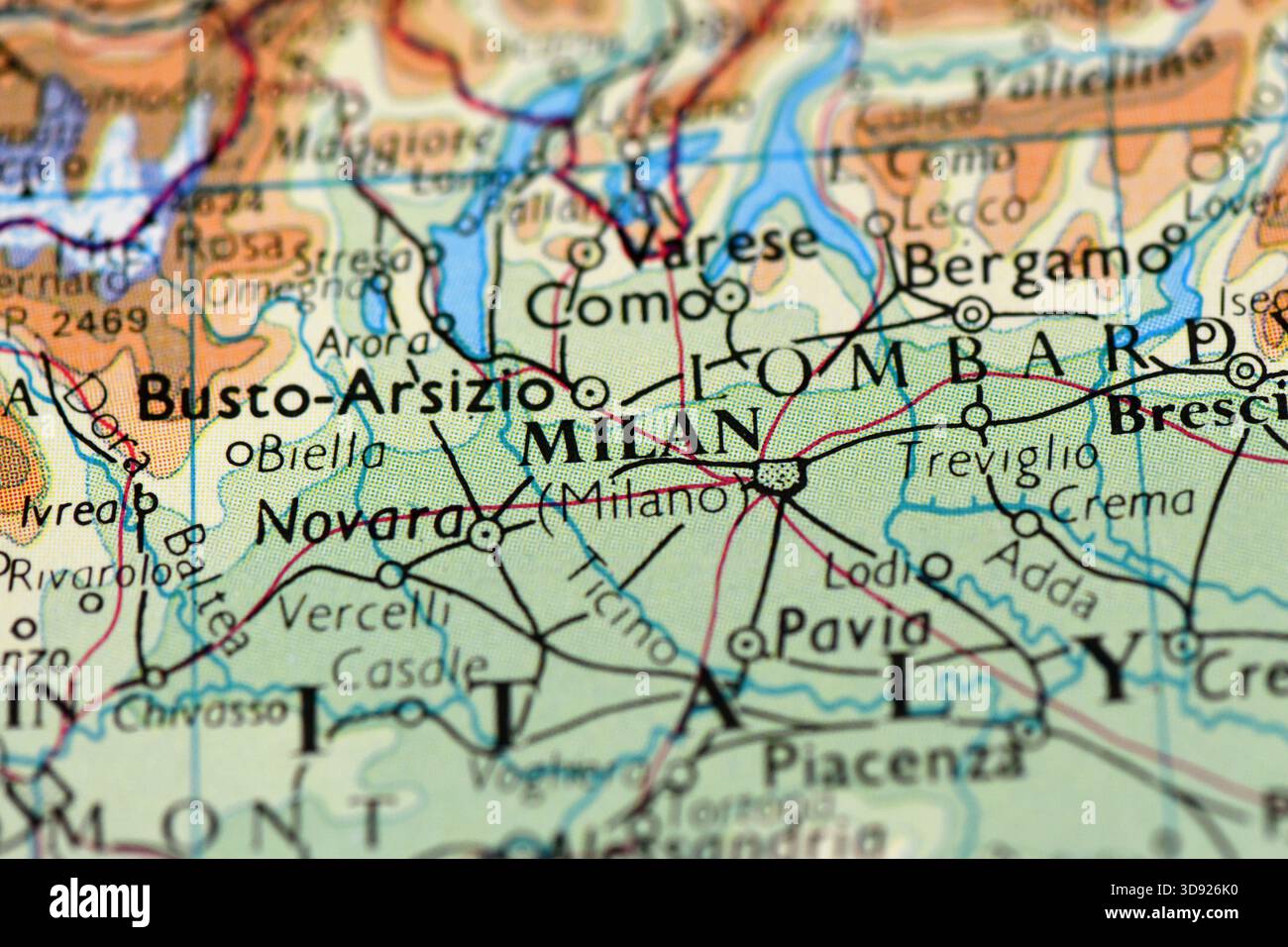 Bergamo on a map hi-res stock photography and images - Alamy, image size:1300x956