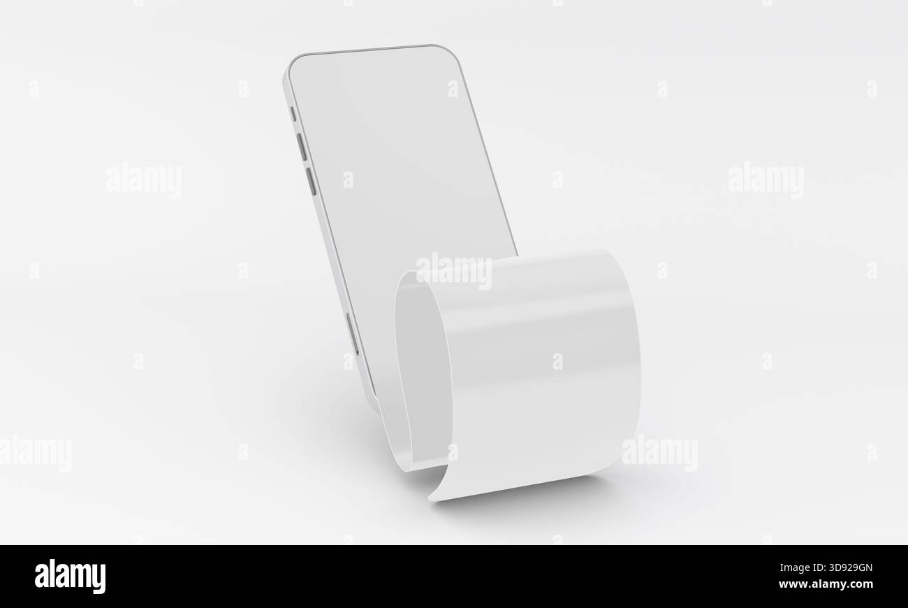 Smartphone on stand isolated Mockup. 3D Rendering Stock Photo