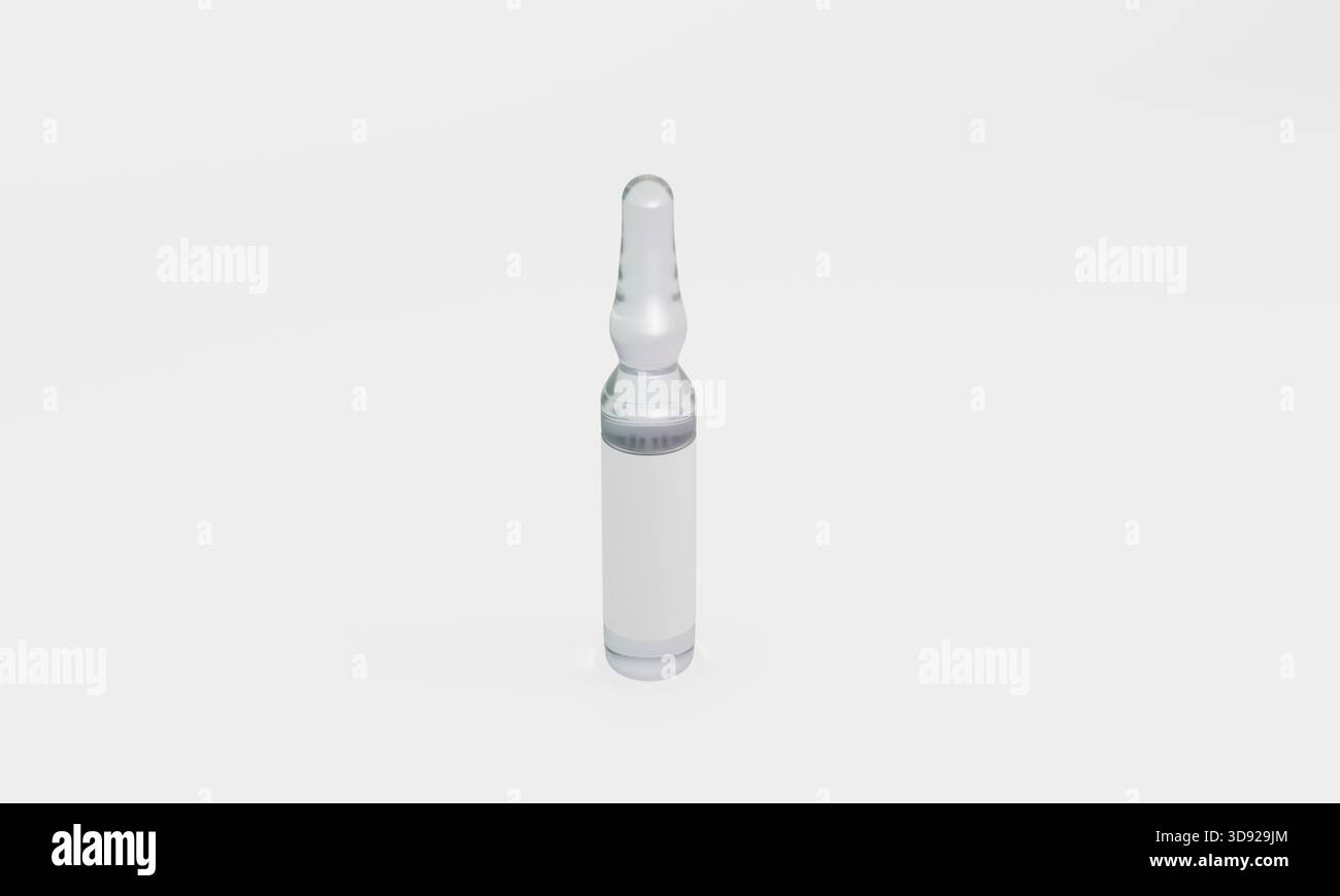 Single ampoule mockup isolated Mockup. 3D Rendering Stock Photo