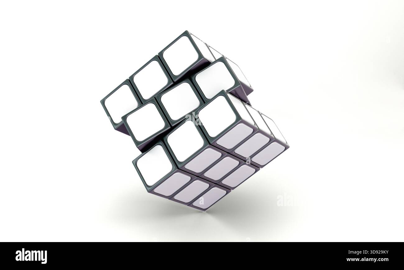 Floating Rubik’s cube isolated Mockup. 3D Rendering Stock Photo - Alamy