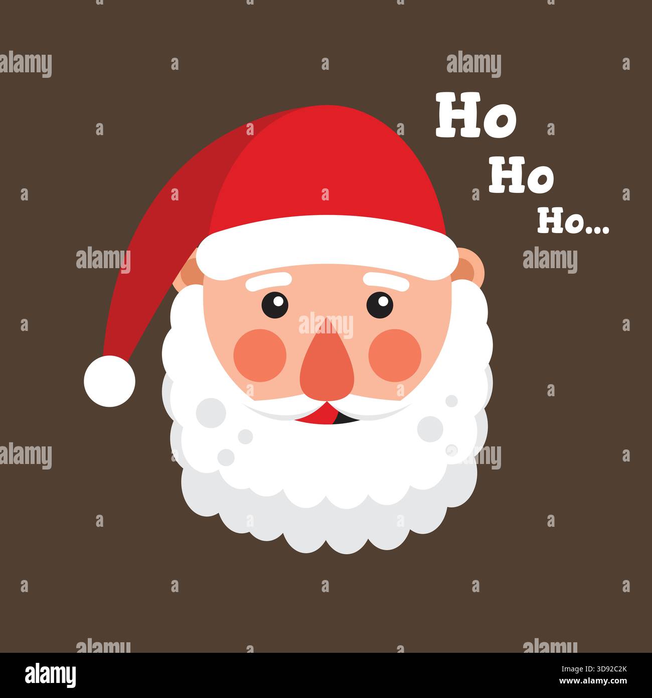 Cute Santa Claus Face Illustration with Ho Ho Ho Text – Christmas ...