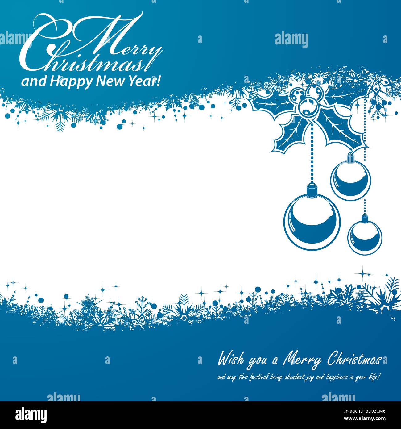 Christmas Frame with Snowflakes and Lights, vector illustration Stock Vector