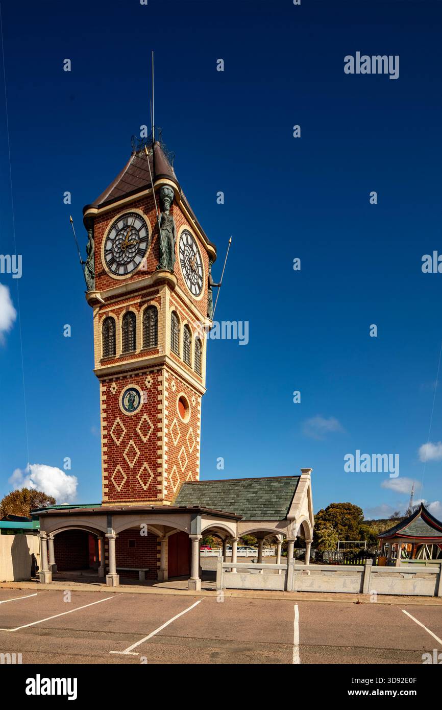 The striking Clock Tower Esperance, region of Western Australia, on the Southern Ocean coastline. Building, design, planning, construction, style, Stock Photo