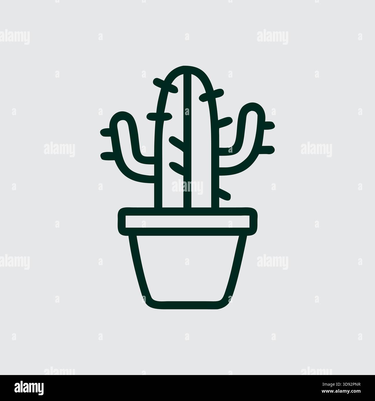 Minimalist cactus in a pot simple line art vector design Stock Vector
