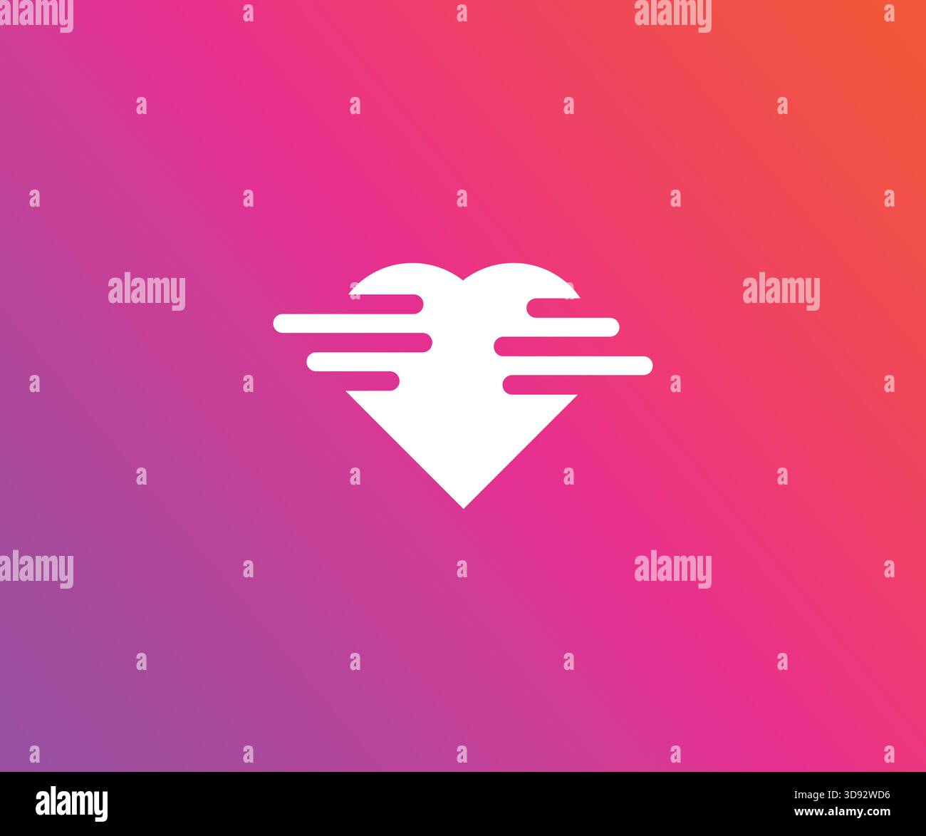 Abstract heart with motion lines on vibrant gradient background Stock Vector