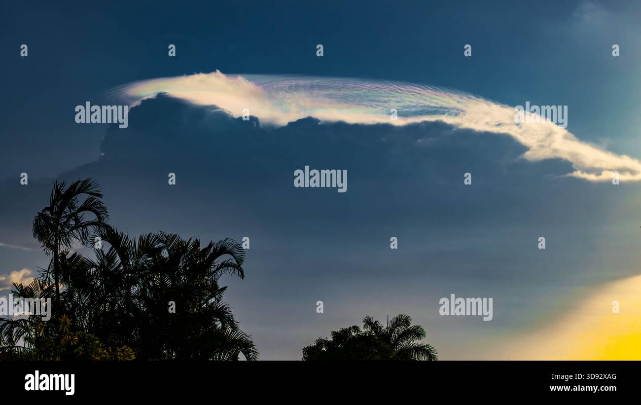 Iridescent cloud formations late afternoon Stock Photo