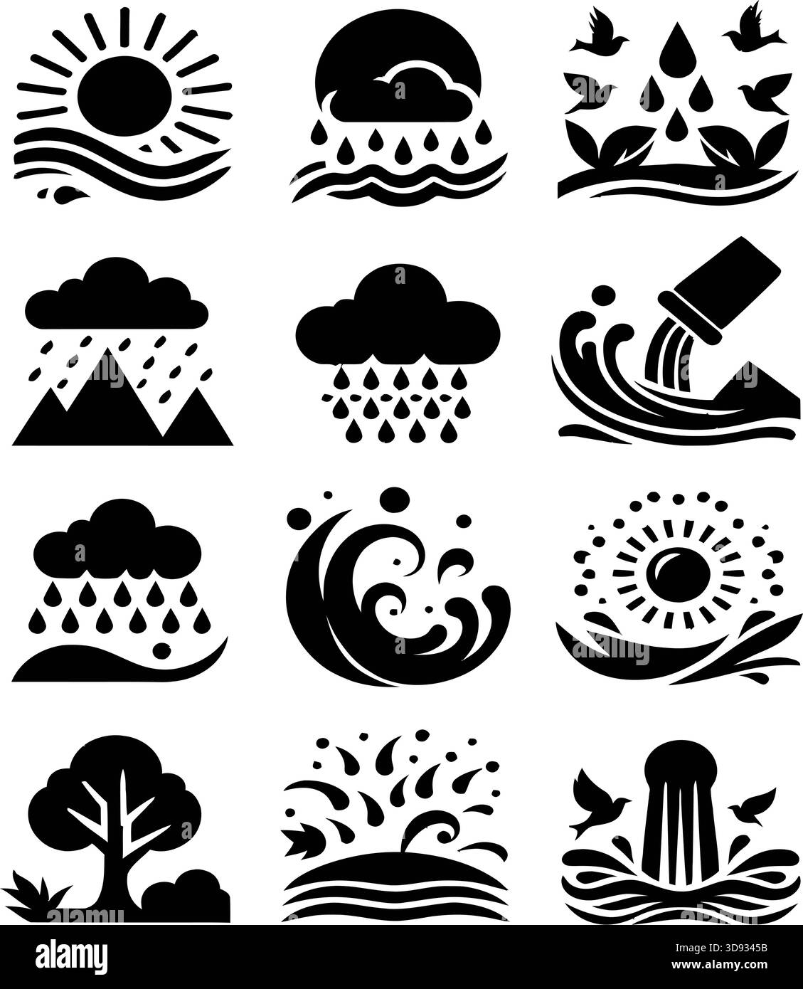 Color background icons elements Black and White Stock Photos & Images ...