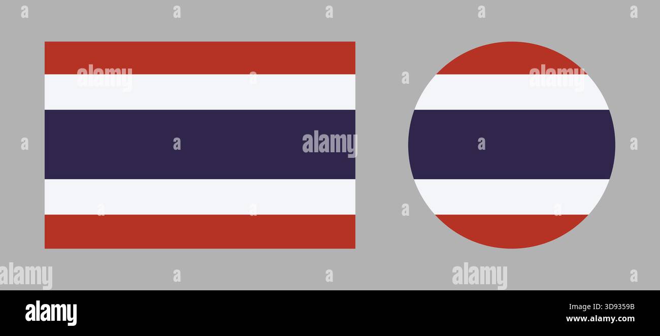 National Flag of Thailand rectangle, circle icons. Thailand flag flat ...