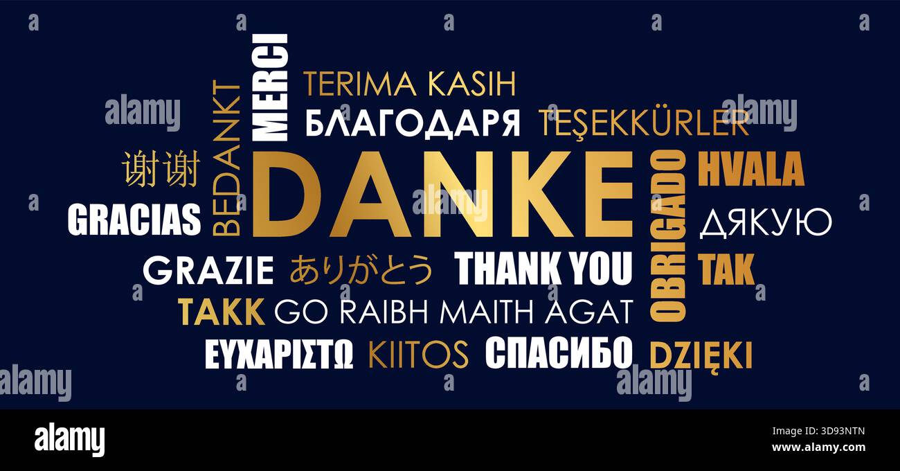 thank you text in different languages vector illustration Stock Vector